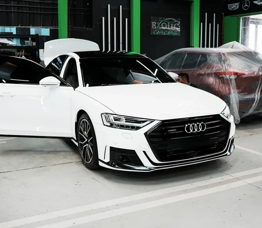 Audi A8 exterior detailing completed at System X Car Polish in Dubai