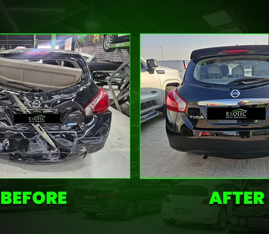 Minor collision damage repaired on a customer car in Dubai